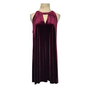 Cynthia Rowley Burgundy Velvet Sleeveless Trapeze Dress Size Medium